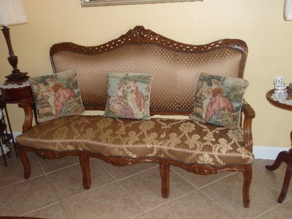 Antique sofa two tone fabrics