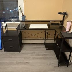 L SHAPPED DESK. With Lights And Outlets 