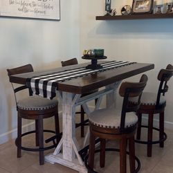 Farmhouse, Five Piece, Wood Dining Table