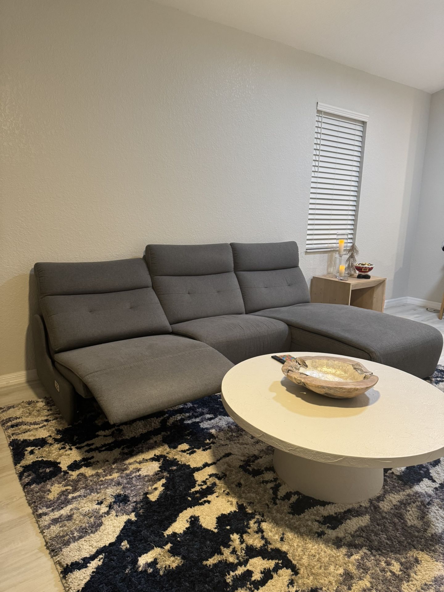 Gray Fabric Double Reclining Sofa + Chaise