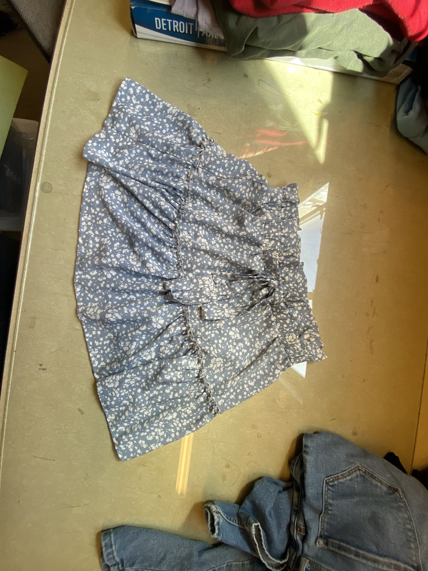 Blue Short Flower Skirt