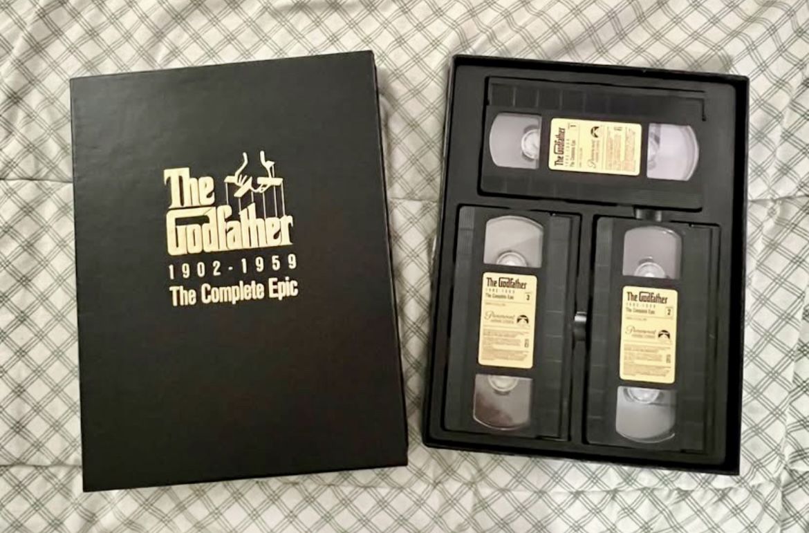 Vintage collector edition VHS tape set of "The Godfather: The Complete Epic (1(contact info removed)).
