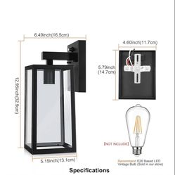 SHINE HAI Dusk to Dawn Sensor Outdoor Wall Sconce, Exterior Wall Lantern Fixture with E26 Base, Wall Mount Waterproof Wall Lamp for Porch, Doorway