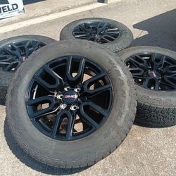 2023 OEM CHEVY TIRES AND WHEELS GMC SIERRA AT4 20 INCH TIRES GOODYEAR ALL-TERRAIN 75 % HAVE TPMS SENSORS $ 1199