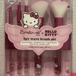 Sanrio Hello Kitty x The Creme Shop Luv Wave Pink Makeup Brush Set NIP