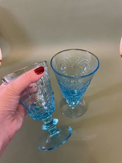 2pc Vintage Turquoise Drinking Glass
