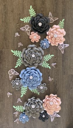 Flowers and butterflies set