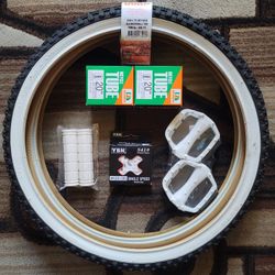 NEW Bicycle Bmx Parts Bundle 20" White Classic