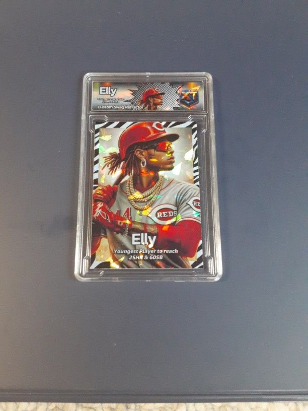 Elly De La Cruz Slab Zebra Cracked Ice REFRACTOR Original Art Novelty Card