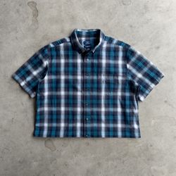 Vintage Cropped Plaid Button Down Shirt - S