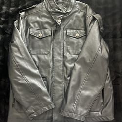 Leather Jacket Button Up Zip Up Black