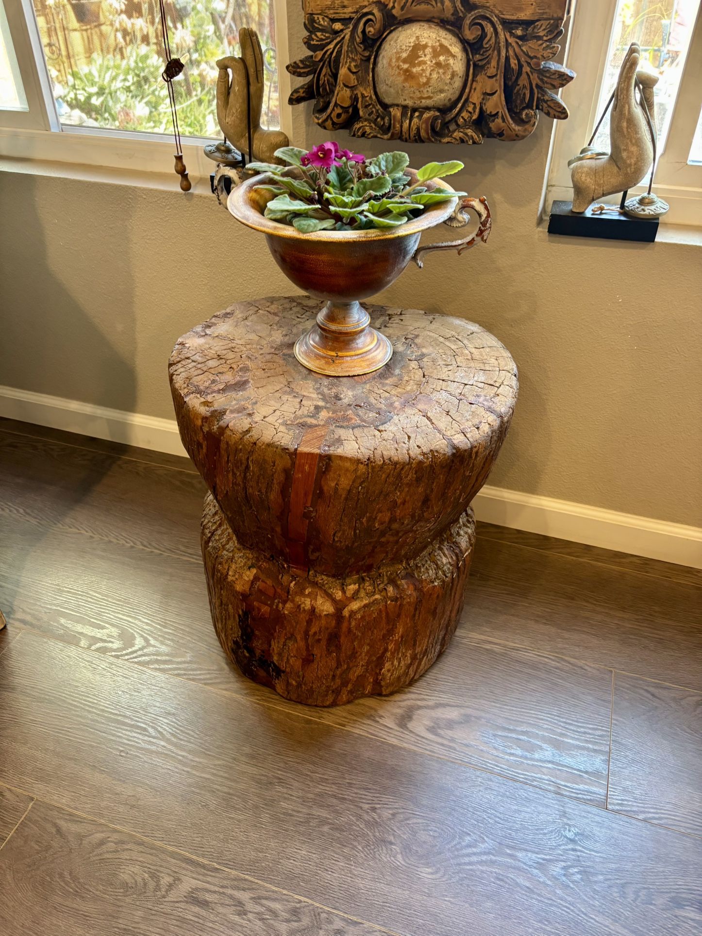 Solid Redwood Trunk Side Table