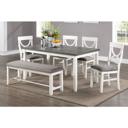 6 Piece Dining Set- Table, 4 Chairs & Bench
