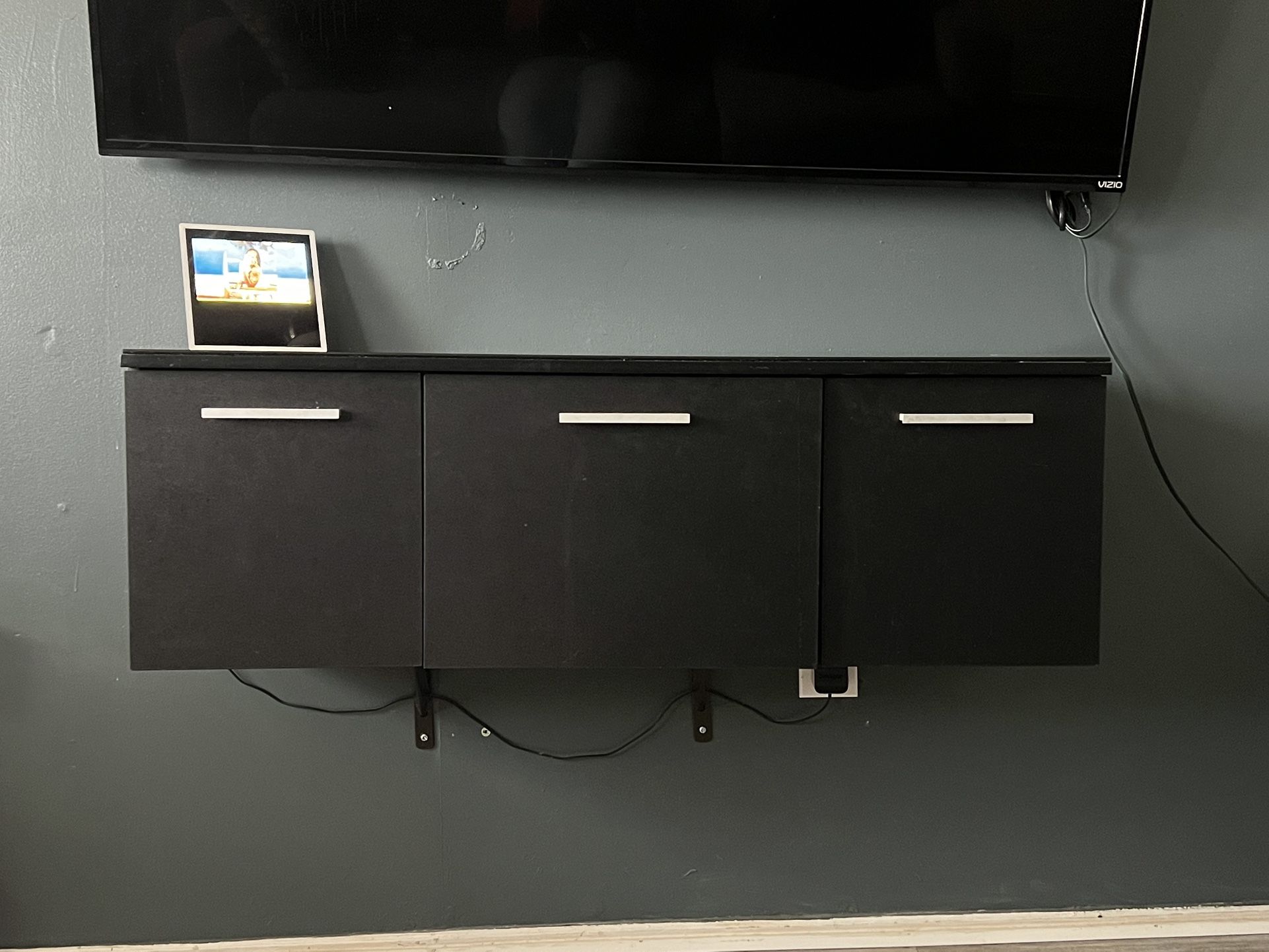 Black Glass Top Floating Shelf