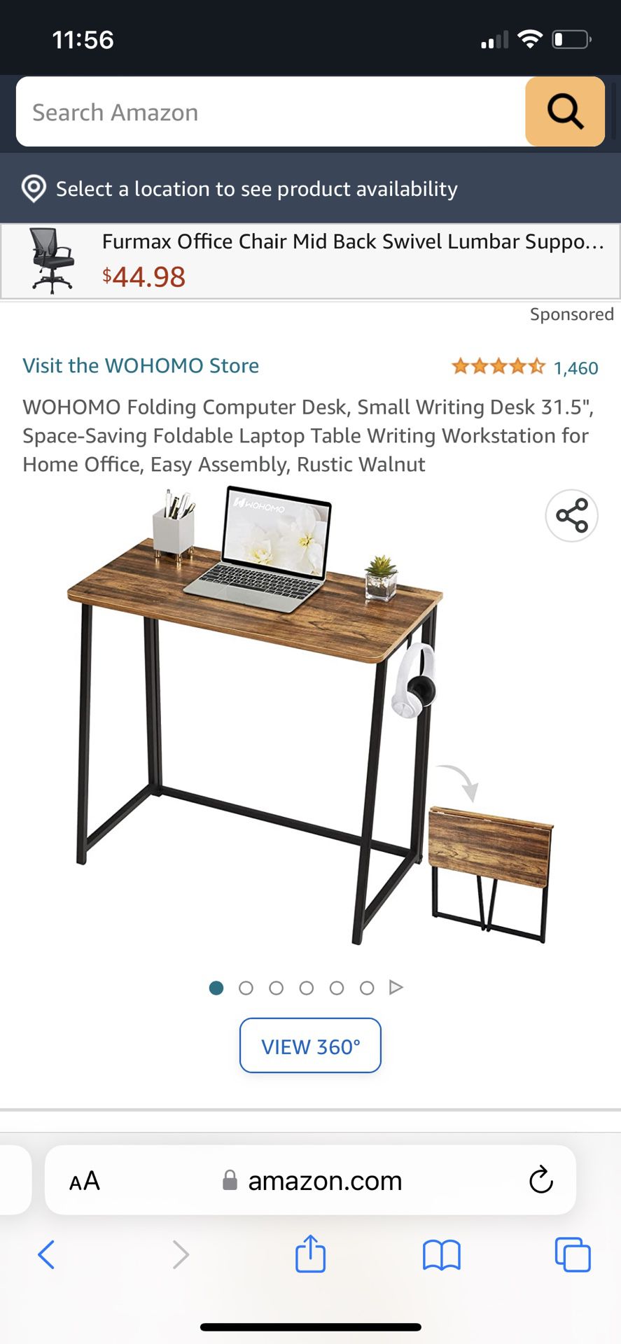 WOHOMO Folding Computer Desk, Small Writing Desk 31.5, Space-Saving  Foldable Laptop Table Writing Workstation for Home Office, Easy Assembly,  Rustic