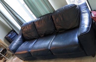 Navy Leather Sofa