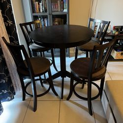 Dark Wood Bar Table & Chairs