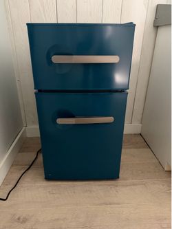 Blue Mini Fridge and Freezer