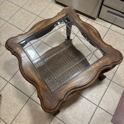 Wood with Glass Top Table