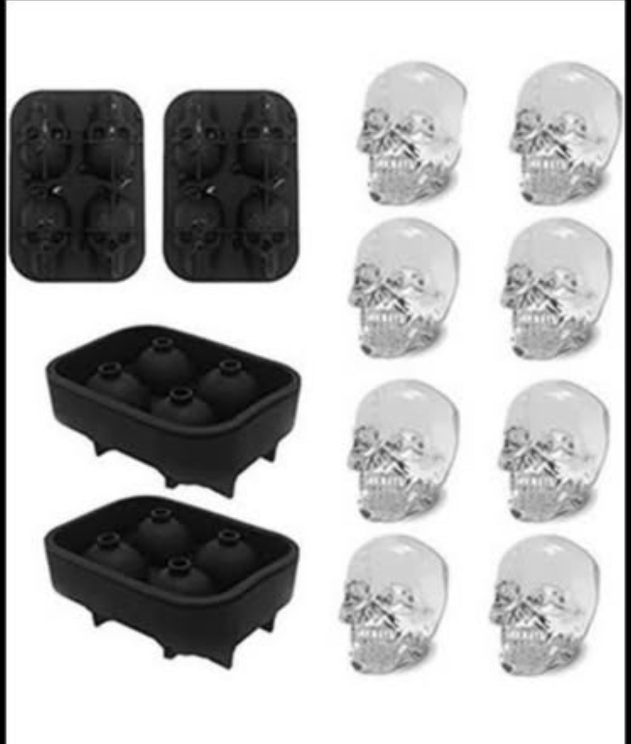 BrandNew 3D Skull Ice Mold-2Pack