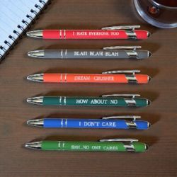6 Pcs. Funny Sarcastic Ballpoint Pens, Office Snarky Touch Screen Stylus Pen