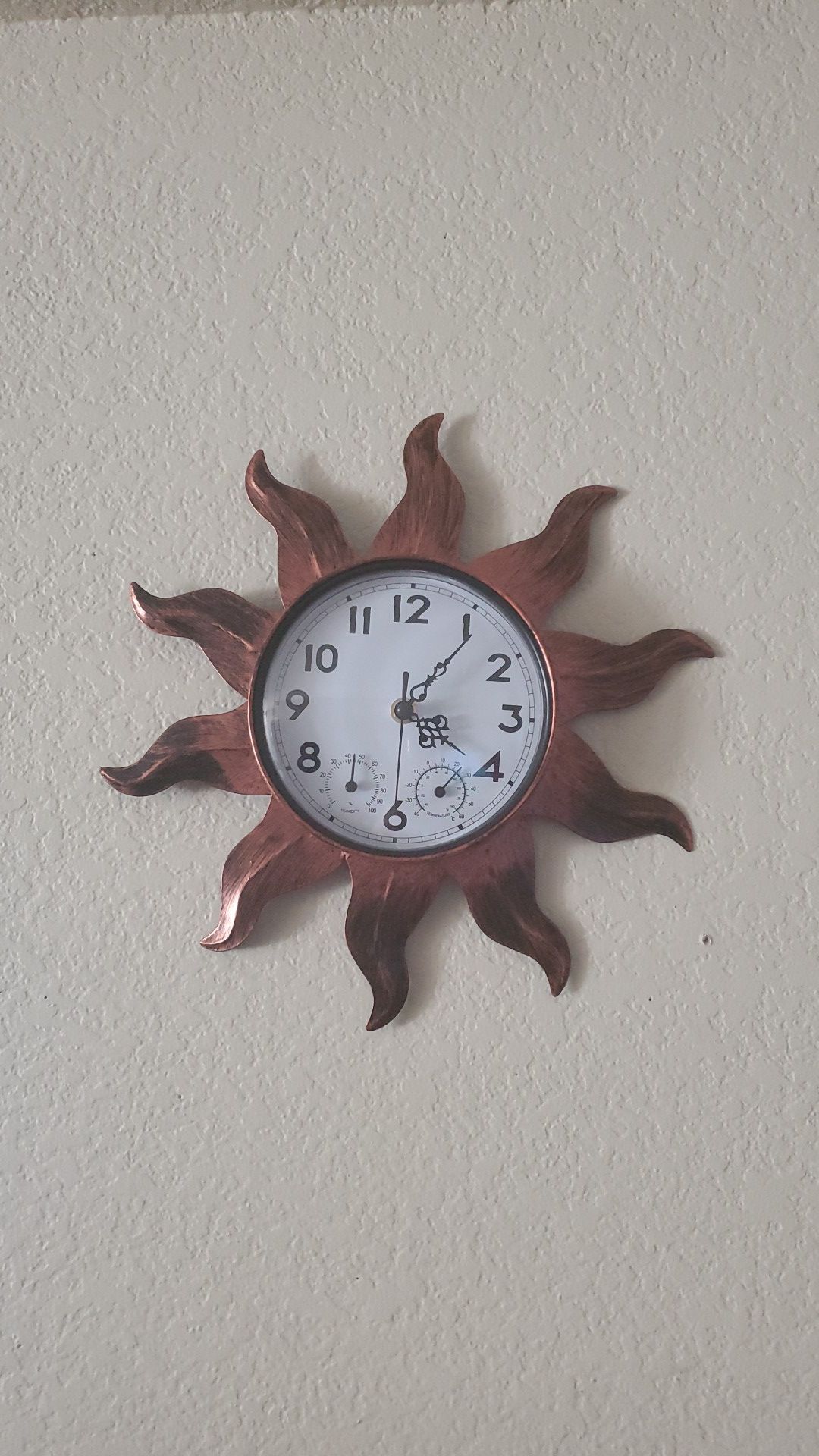 Outdoor/Indoor Sun Design Wall Clock Wit
