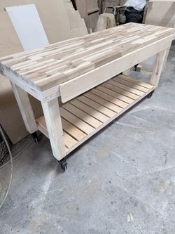 Butcher Block Table With Pullout Drawers