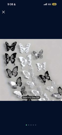 Brand New 18 Sets Of Black And White Butterfly 3D Simulation Butterfly PVC Wall Art Decor, For Home, Living Room, Bedroom