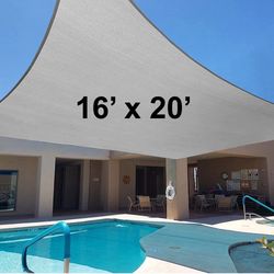 New in Box $50 Rectangle 16x20’ Sun Shade Sail Outdoor Canopy Patio Top Cover 175gsm , (Beige, Gray, Black)