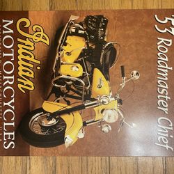 ‘53 Roadmaster Chief Indian Poster W/metal On Back