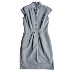Calvin Klein Women's 4 Office Dress Short Sleeve Sheath Gray Dress Zipper Pocket