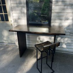 Custom Solid Wood Table, Chair And Mirror