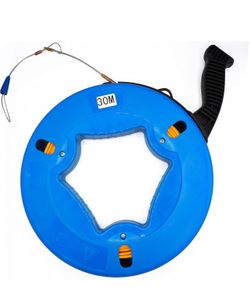 Brand New Elfcam® - Fiberglass Fish Tape Electrical Cable Puller 4mm x 30m 100ft Fish Tape Reel，Cable Puller Tool Wire Pulling Leader，Blue