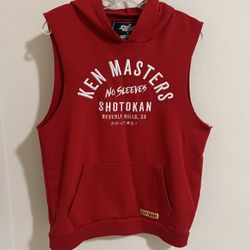 Superare x Street Fighter "Ken Masters" Red Shotokon No Sleeves Hoodie - Size M