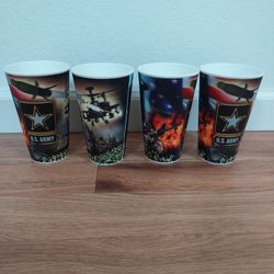 4 NEW US ARMY 16oz Holographic Plastic Stadium Cups $5 for all