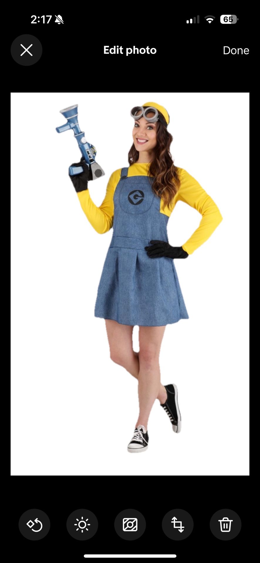 Minions Women’s  Adult XS Dress Halloween  Costume Goggles, Gloves, Head Band, dress, 4 pc set, yellow/blue, long sleeve yellow shirt, blue dress, mad