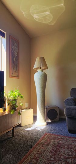 Vintage 80s Plaster Floor Lamp spiral column design