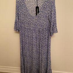 Blue Boho Floral Dress