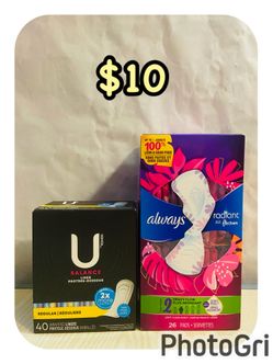 Always Radiant Size 2 (26 pads) & U Balance Liner (40 ct), $10 for both!