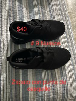 Black Steel Toe Slip-On Sneakers Size 9