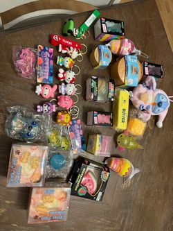 Squishies, Keychains, and plushies