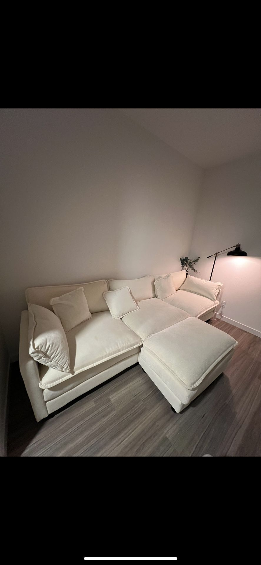Beige Sofa With Ottoman