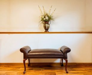 Dark Brown Leather Upholstered Bench
