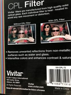 Camera (CPL) filter - 72 mm with polarizing effect