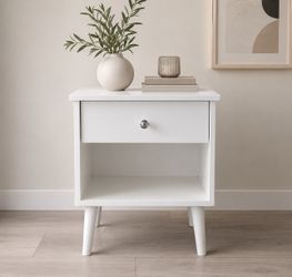 Set of (2) white modern nightstands