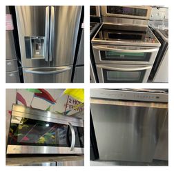 LG Kitchen Combo Stainless Steel Refrigerator Stove Double Oven Dishwasher And Microwave Everything Tasted Working Perfectly With Warranty Delivery 