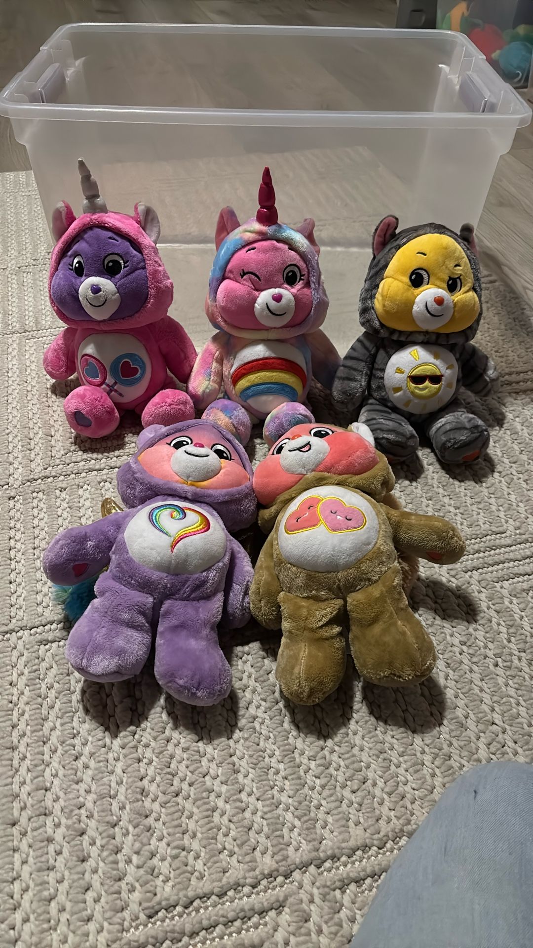14” Care Bear Lot Of 5 Stuffed Animals