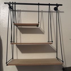 Modern 3-Tier Hanging Wall Shelf (Wood & Metal)