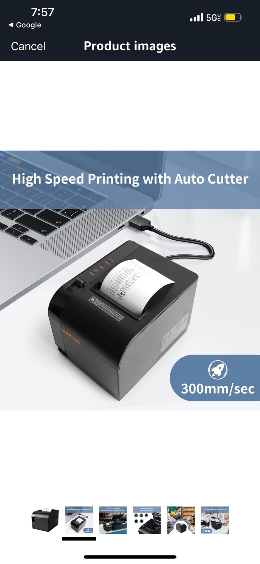 Rongta POS Receipt Printer, 80mm Thermal Printer, ESC/POS, Restaurant Kitchen Printer with Auto Cutter Support Cash Drawer,USB Serial Ethernet Receipt