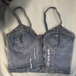 Denim crop top size small